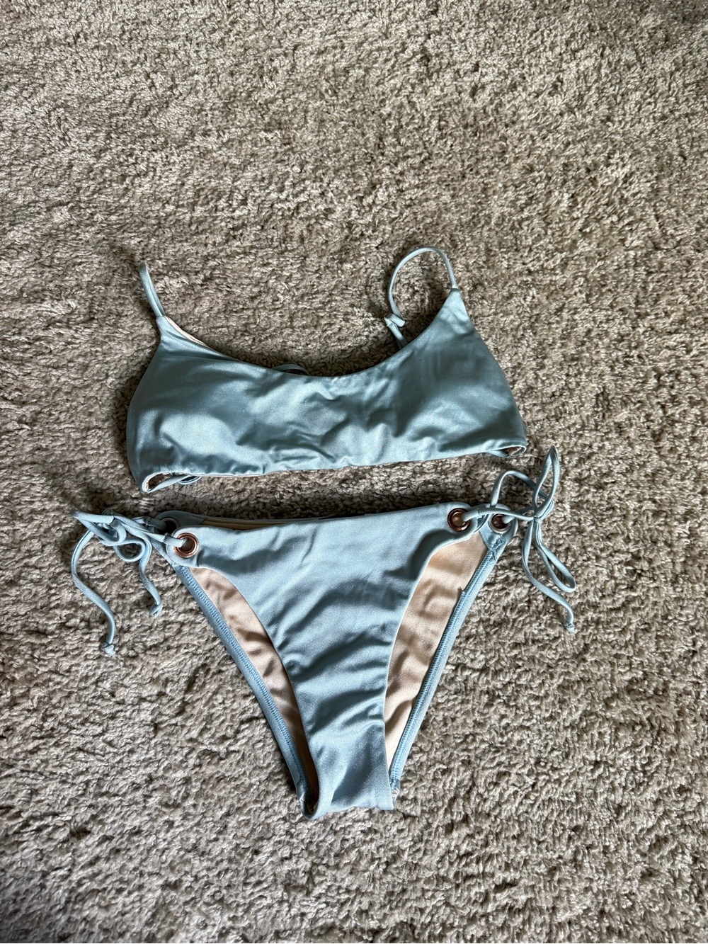 Pacsun La Hearts Light Blue Tie-Side Bikini Set size Small